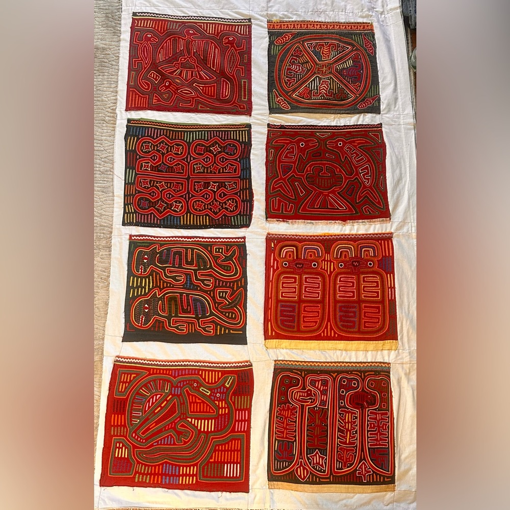 8 original Mola one of a kind beautiful. Various sizes from 15” to 18”